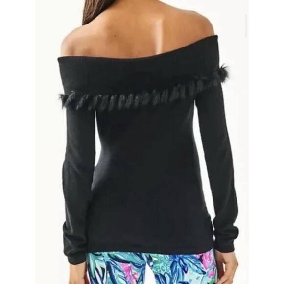 Lilly Pulitzer Alira Off Shoulders Elegant Sweater Black Womens Size M - Picture 2 of 12
